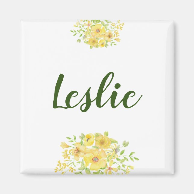 Yellow watercolor Floral Magnet (Vorne)