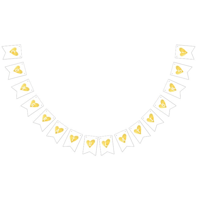 Yellow Watercolor Herzbanner Wimpelkette (Alle)