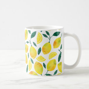 Yellow Watercolor Lemon Muster Kaffeetasse