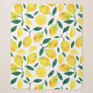 Yellow Watercolor Lemon Muster Sherpadecke