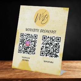 Yellow Watercolor Restaurant Instagram Qr Code Sockelschild