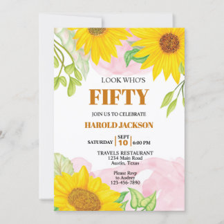 Yellow Watercolor Sunflower Any Age Birthday Einladung
