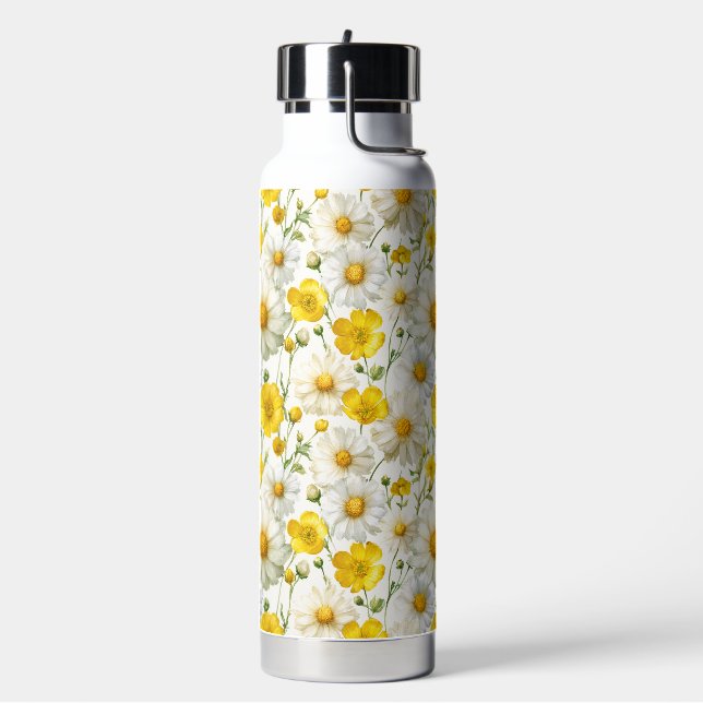 Yellow Watercolor Wildflower Pattern  Trinkflasche (Links)