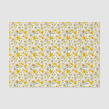 Yellow Watercolor Wildflowers Pattern 