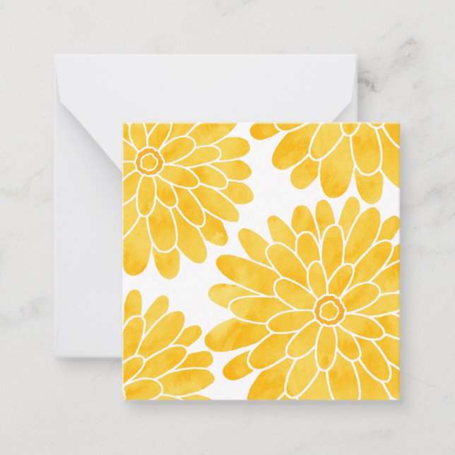Yellow Watercolor Zinnias Mitteilungskarte (Vorderseite)