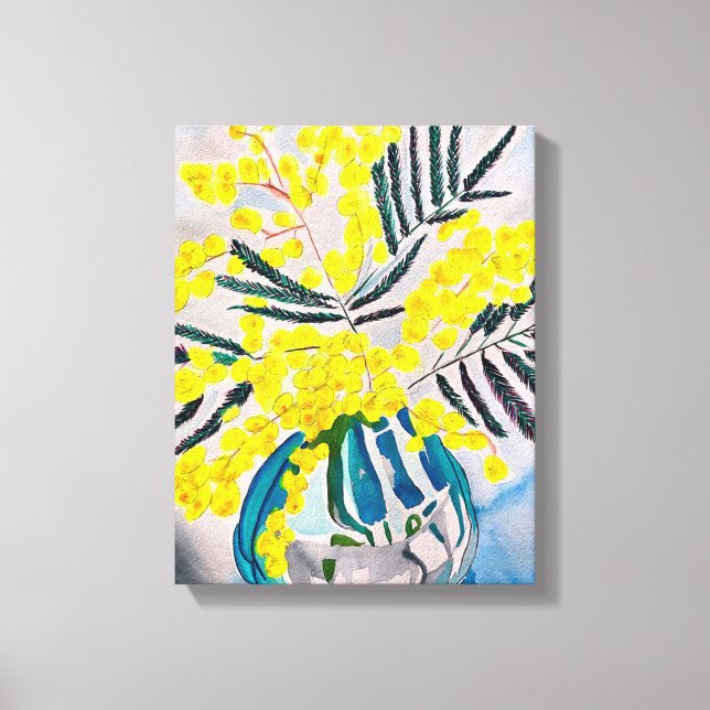 Yellow Wattle art native australische Blume Leinwa Leinwanddruck (Vorderseite)