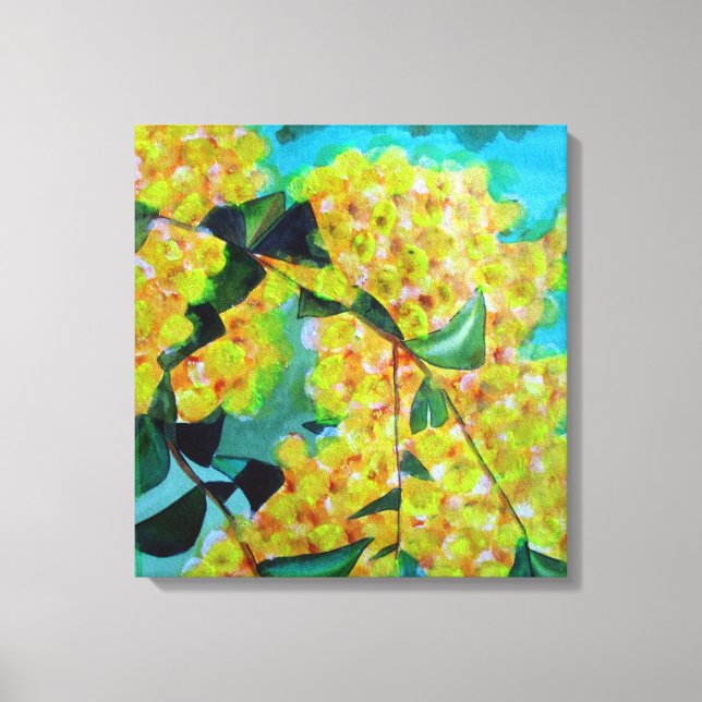 Yellow Wattle art native australische Blume Leinwa Leinwanddruck (Vorderseite)