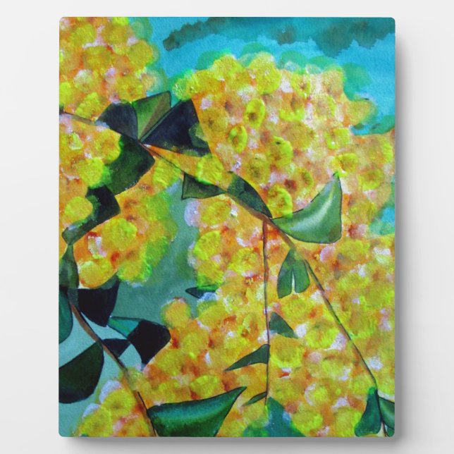 Yellow Wattle, australische Blume Fotoplatte (Vorderseite)