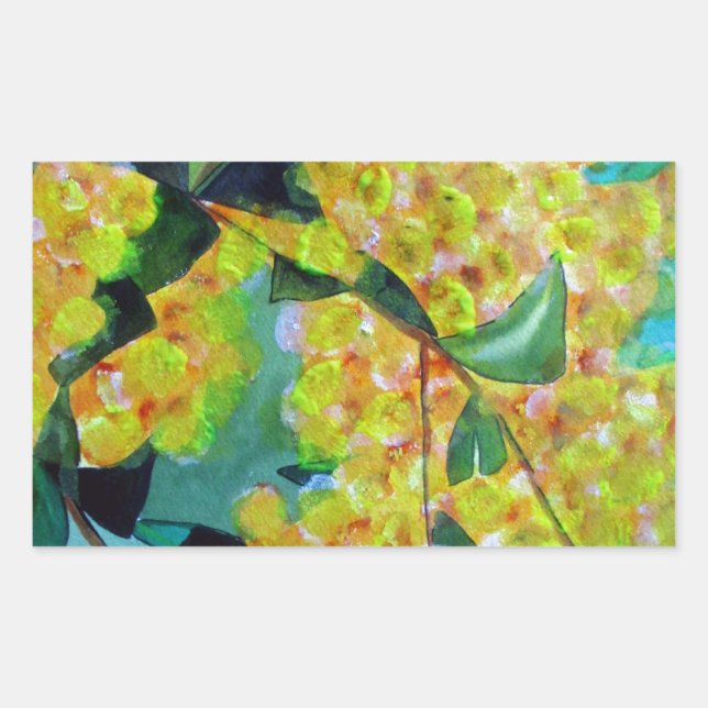 Yellow Wattle, australische Blume Rechteckiger Aufkleber (Vorderseite)