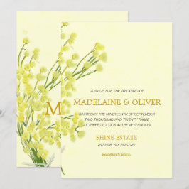 Yellow Wattle Botanical Simple Modern Wedding Einladung