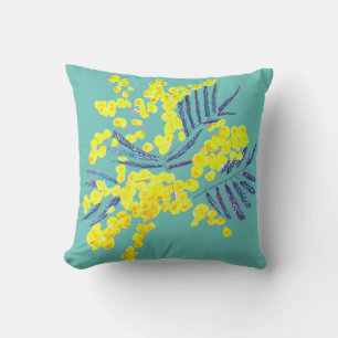 Yellow Wattle Mimosa australische Blume Art Kissen