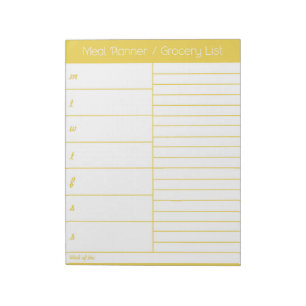 Yellow Weekly Meal Planner - Einkaufsliste Notizblock