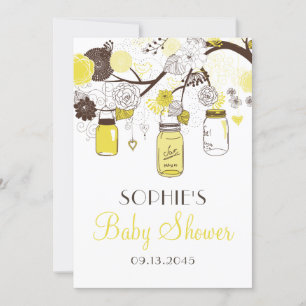 Yellow Whimsical Mason Jars Kinderdusche Einladung