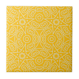 Yellow & White Abstract Geometric Pattern  Fliese
