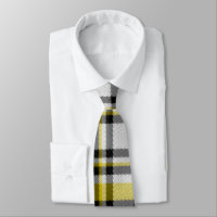 Yellow White and Black Pläd Tie