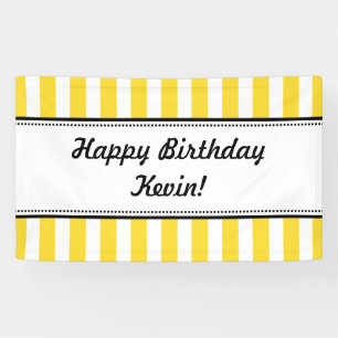 Yellow White Birthday Banner Streifen