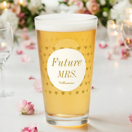 Yellow White Brautparty Future Mrs Glass Cup Glas