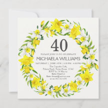 Yellow White Daffodils Wreath 40. Geburtstag