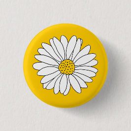 Yellow White Daisy Button