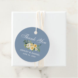 Yellow White Floral Wedy Dusty Blue Vielen Dank Geschenkanhänger