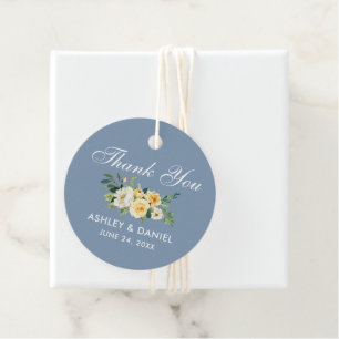 Yellow White Floral Wedy Dusty Blue Vielen Dank Geschenkanhänger