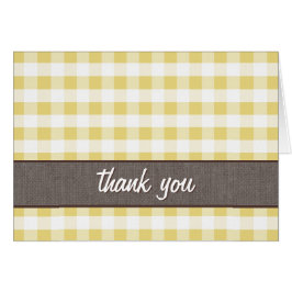 Yellow & White Gingham Leinwand Dankeschön Karte