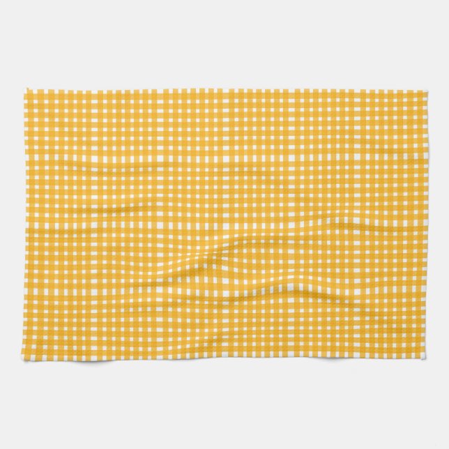Yellow White Gingham Pattern Geschirrtuch (Horizontal)