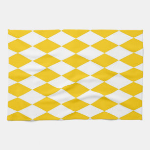 Yellow White Harlequin Diamonds Schachbretts Desig Geschirrtuch
