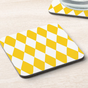 Yellow White Harlequin Diamonds Schachbretts Desig Getränkeuntersetzer