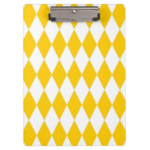 Yellow White Harlequin Diamonds Schachbretts Desig Klemmbrett