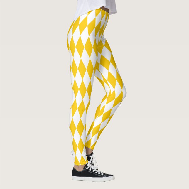 Yellow White Harlequin Diamonds Schachbretts Desig Leggings (Von Creator hochgeladen)