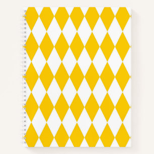 Yellow White Harlequin Diamonds Schachbretts Desig Notizbuch