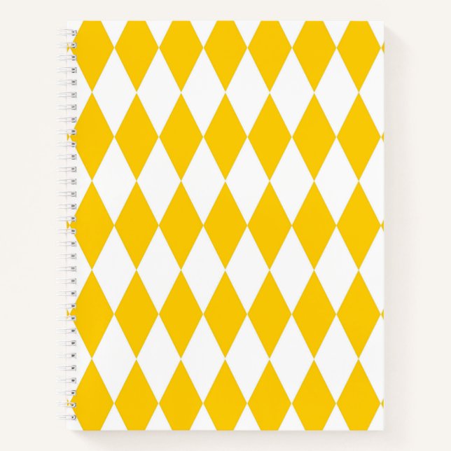 Yellow White Harlequin Diamonds Schachbretts Desig Notizbuch (Vorderseite)