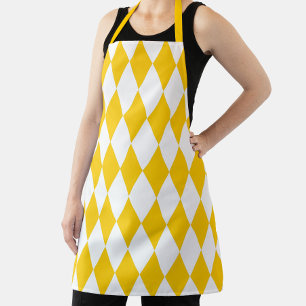 Yellow White Harlequin Diamonds Schachbretts Desig Schürze