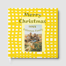 Yellow white plaid retro Christmas holiday family  Gästebuch