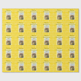 Yellow white plaid retro Christmas holiday family  Geschenkpapier
