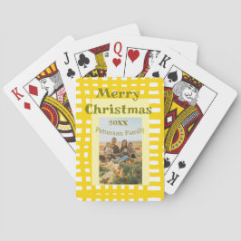 Yellow white plaid retro Christmas holiday family  Spielkarten