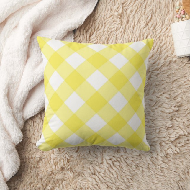 Yellow & White Plaid Throw Pillow  Kissen (Decke)