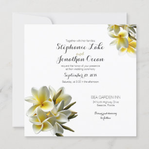 Yellow White Plumeria Hawaiian Wedding Einladung