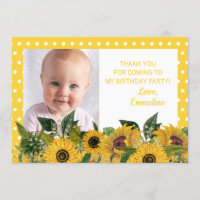 Yellow White Polka Dot Sunflower Geburtstag Danke