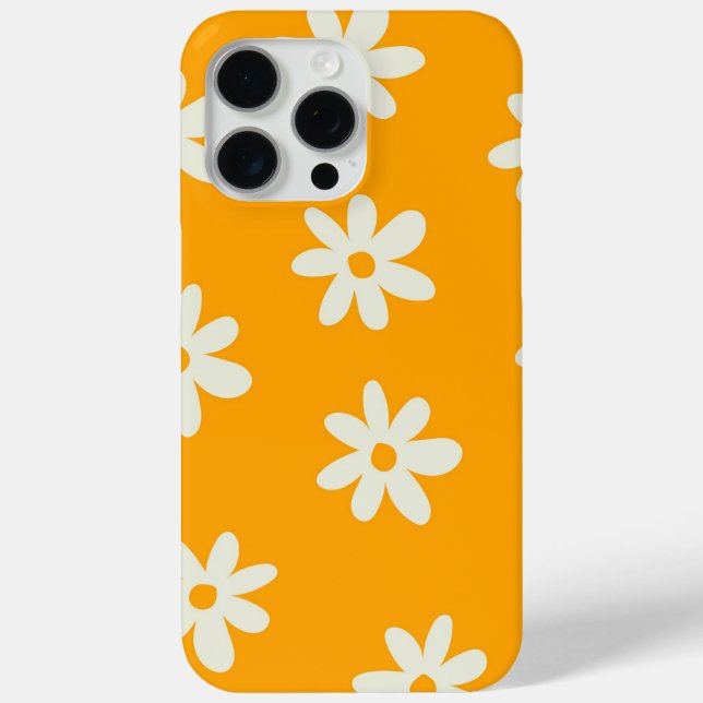 Yellow White Retro Y2K Blume Muster Case-Mate iPhone Hülle (Rückseite)
