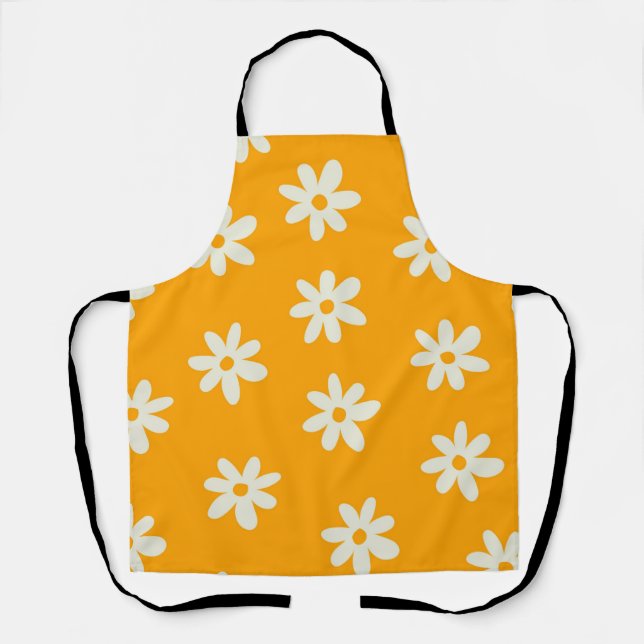 Yellow White Retro Y2K Blume Muster Schürze (Vorderseite)
