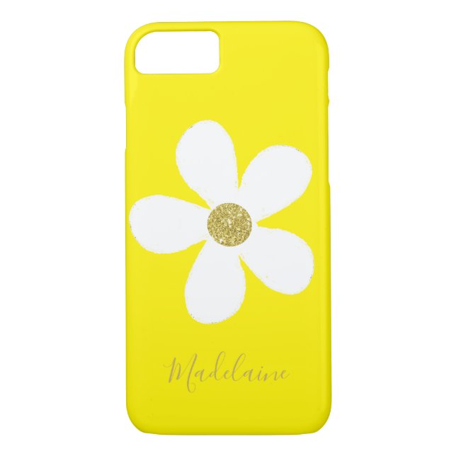 Yellow White Simple Daisy Gold Personal Case-Mate iPhone Hülle (Rückseite)