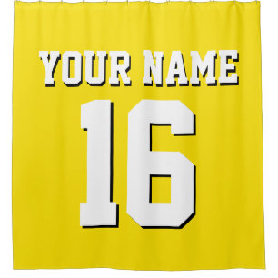 Yellow White Sports Jersey Team Jersey Duschvorhang