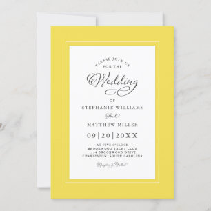 Yellow White Wedding Eleganter Calligrafy Frame Einladung