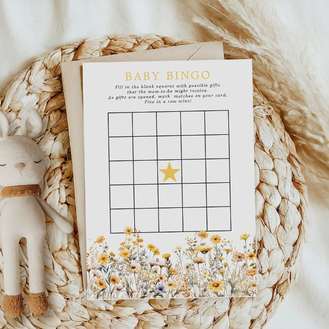 Yellow Wildblume Boho Baby Dusche Bingo Game Einladung (Von Creator hochgeladen)