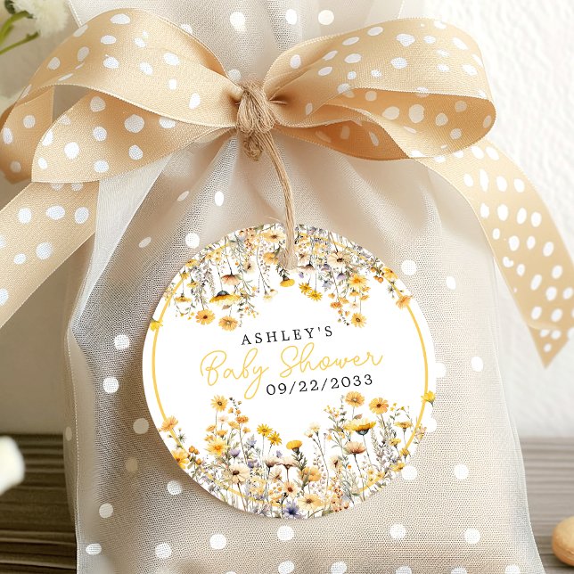 Yellow Wildblume Boho Watercolor Babydusche Geschenkanhänger (Von Creator hochgeladen)