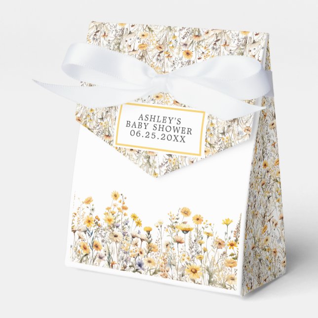Yellow Wildblume Boho Watercolor Babydusche Geschenkschachtel (Vorderseite)