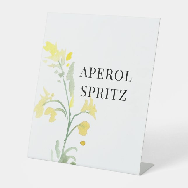 Yellow Wildblume Drink Pedestal Zeichen Sockelschild (Vorderseite)