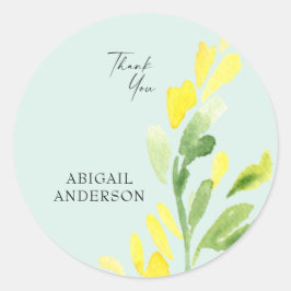 Yellow Wildblumen Minze Individuelle Name Danke Runder Aufkleber